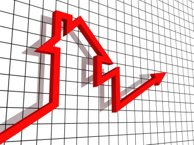 Growing Real Estate house sales graph on white background clipart