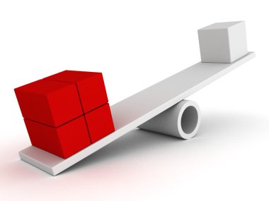 Red blocks on a balance win of white leader clipart