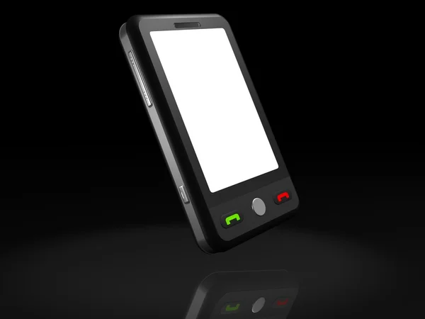 Мобільний телефон з порожнім екраном для копіювання простору на чорному — стокове фото