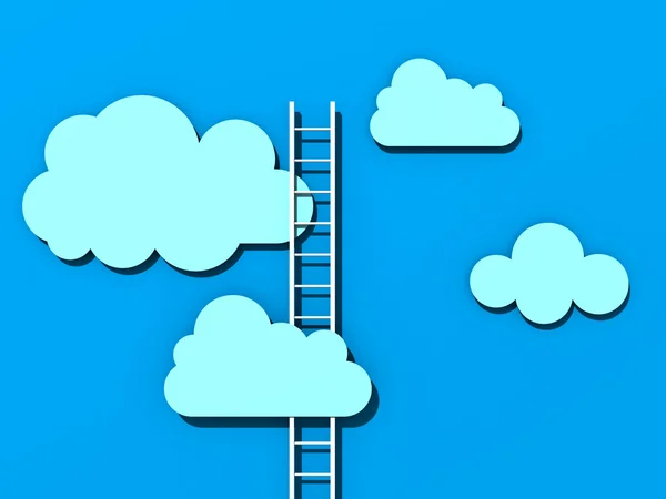 Σκάλα για την επιτυχία στον ουρανό μπλε σύννεφα — Φωτογραφία Αρχείου