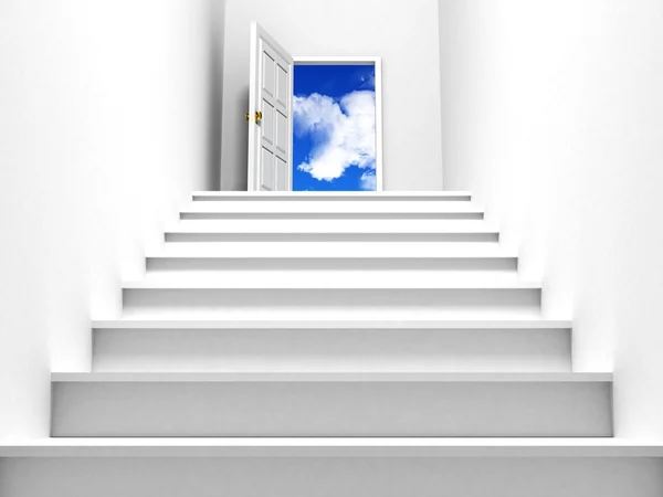 Merdiven merdiven ve kapı gökyüzü — Stok fotoğraf