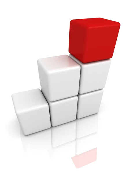 Escada de blocos brancos com líder superior vermelho — Fotografia de Stock