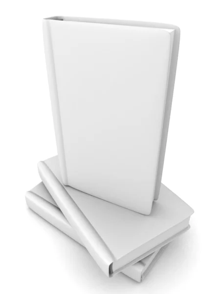 Libro en blanco sobre pila con cubierta blanca sobre fondo blanco . — Foto de Stock