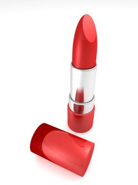 Red lipstick cosmetic product on white background clipart