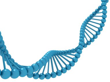 model molekülün dna sarmalının beyaz zemin üzerine mavi