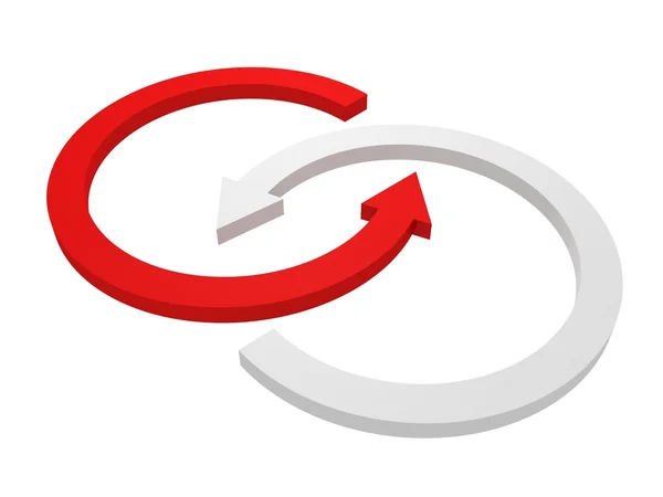 Girar el círculo flechas rojas y blancas sobre fondo blanco — Foto de Stock