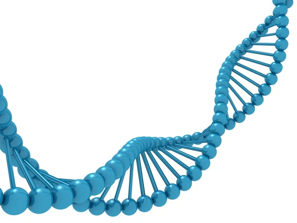 Blaues Modellmolekül dna helix auf weißem Hintergrund — Stockfoto