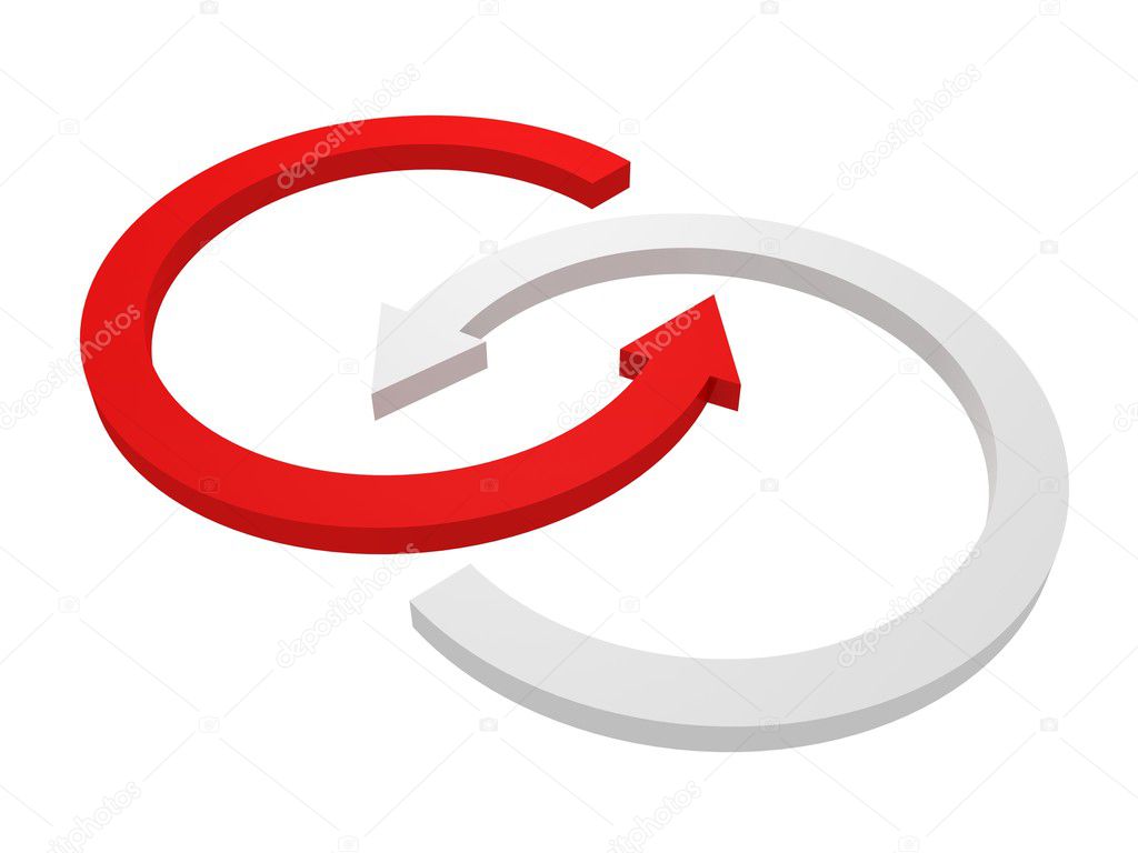 Rotate circle red and white arrows on white background