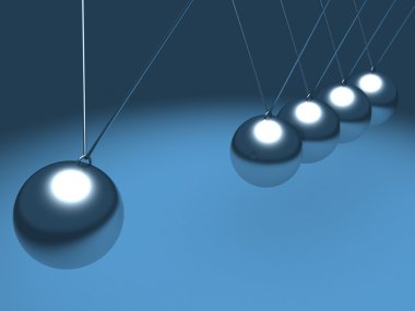 Newton beşik ballancing mavi topları arka planda parlıyor