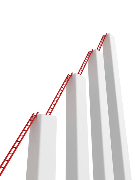 Diagram of growth with a ladders striving for success — Stock Photo, Image