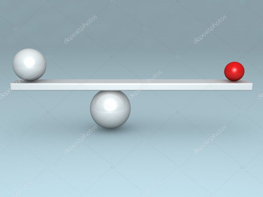 arm server Papa Evenwicht concept met twee rode en witte ballen op schalen ⬇ Stockfoto,  rechtenvrije foto door © borzaya #8724717