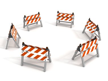 Road barriers around circle on white background clipart