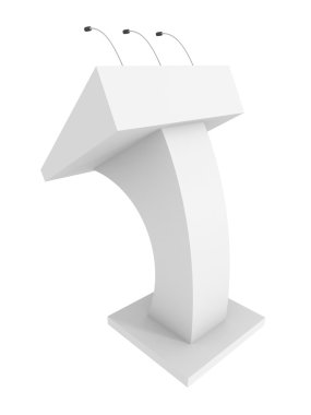 White tribune odium and microphone on white clipart