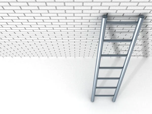 stock image White brick wall and metal ladder