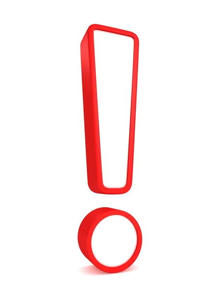 Червона позначка оклику 3d ілюстрація рендеринга — стокове фото