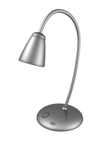 Lâmpada de mesa brilhante de metal no fundo branco — Fotografia de Stock