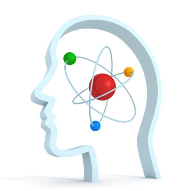 Atom molekül bilim sembolü beyin insan kafası