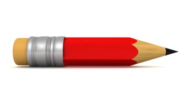 Short red pencil with a shadow. concept of education and schools clipart