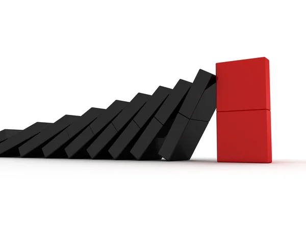 Leadership concept with red domino leader of team — Stock Photo, Image