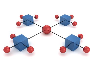 Colorful spheres and boxes in an hierarchy organization chart clipart