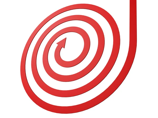 Spiraal vorm rode pijl op witte achtergrond — Stockfoto