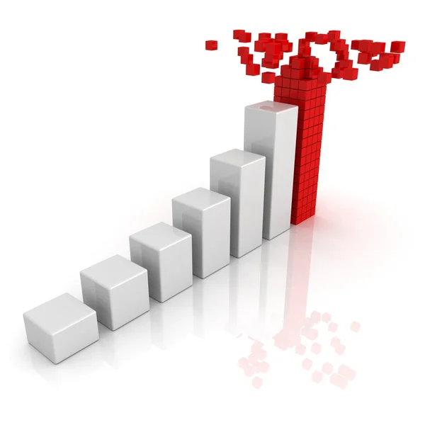Gráfico de crescimento de negócios com líder superior edifício vermelho — Fotografia de Stock