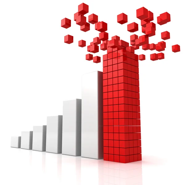 Wzrost zysku wykres z budynek czerwony top lidera — Zdjęcie stockowe