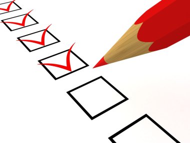 Check list with red pencil on white clipart