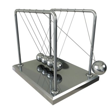 Pendulum, balancing balls Newton's cradle in action over white clipart