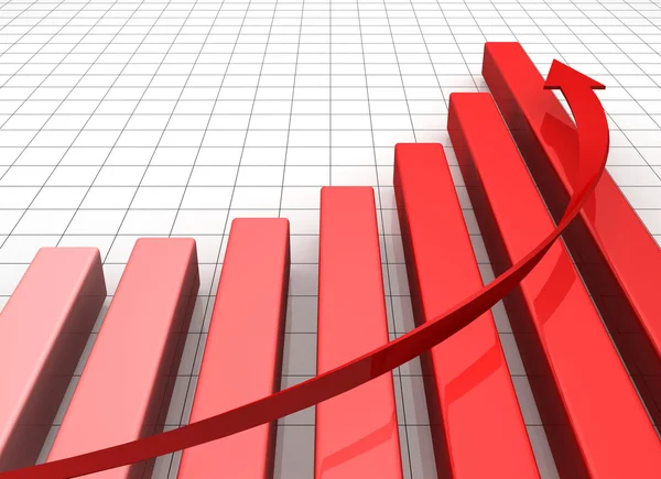 Business Graph with arrow showing profits and gains — Stock Photo, Image