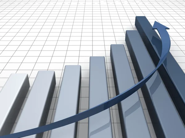財政およびビジネスのグラフと成長のシンボルとして矢 — ストック写真