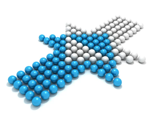 Seta de esfera conceito azul contra o adversário branco — Fotografia de Stock