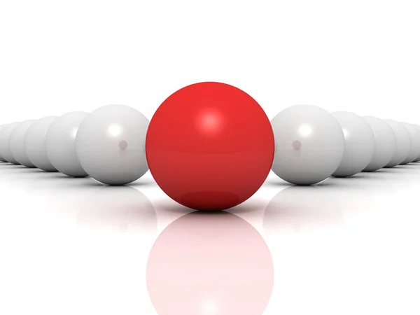 Individuality concept. red unique leader sphere — Stock Photo, Image