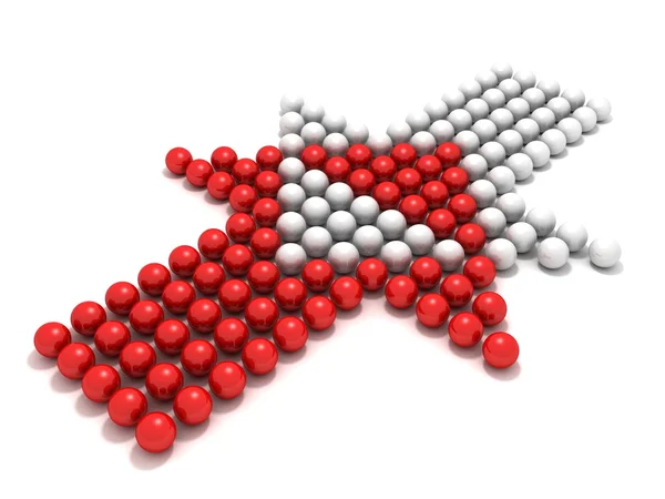 Vermelho e branco design esfera competindo flechas — Fotografia de Stock