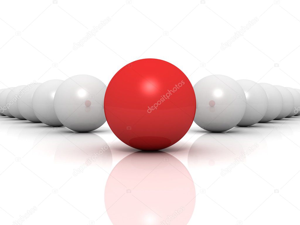 Individuality concept. red unique leader sphere