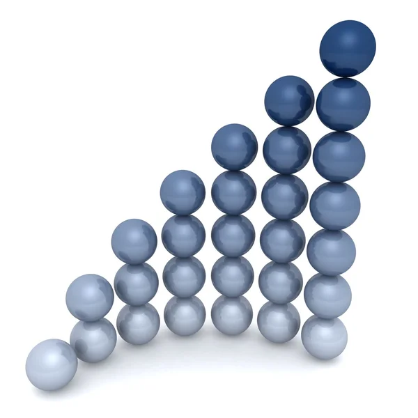 Esferas azuis brilhantes negócio crescer diagrama gráfico — Fotografia de Stock