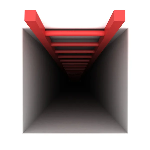 Flecha de ajuda vermelha do buraco quadrado crise escura — Fotografia de Stock