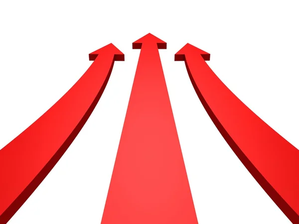 Rising up abstract success red arrows on white — Stock Photo, Image