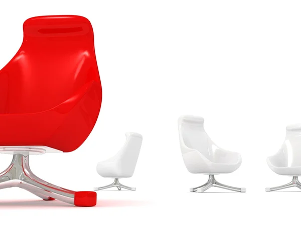 Wyjątkowość kierownictwo koncepcja czerwony stylowy fotel — Zdjęcie stockowe