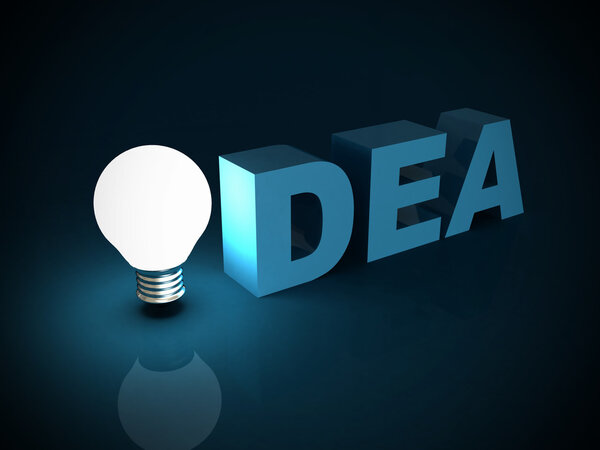 Light bulb success idea text concept in the dark