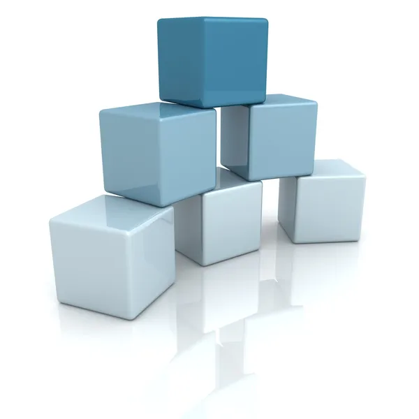 Блакитні будівельні блоки або кубики на білому тлі Стокове Зображення
