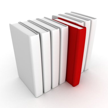 One diffrent red book in white others stack clipart