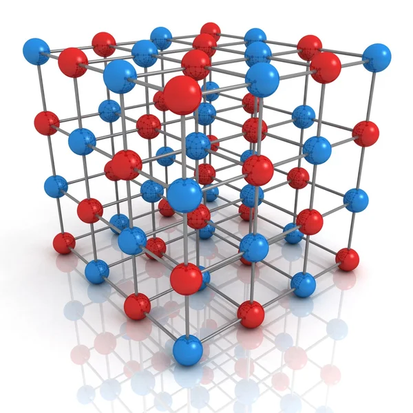 Абстрактное отображение концепции структуры сети с красными и синими шариками — стоковое фото