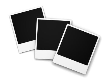 Three blank photo frames on white background clipart