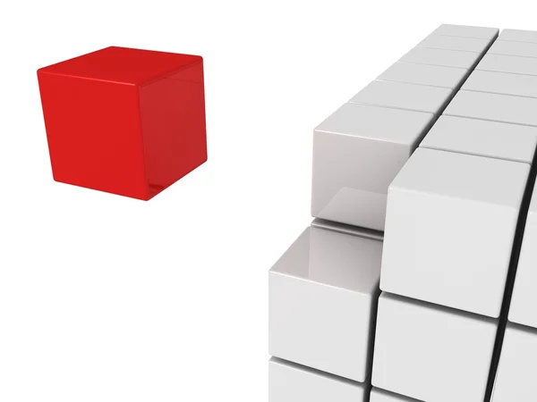 One individuality concept red unicue cube — Stock Photo, Image