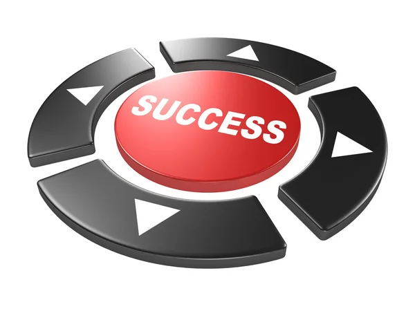 Framgång röd knapp med huvudinriktningar nyckel pilar — Stockfoto