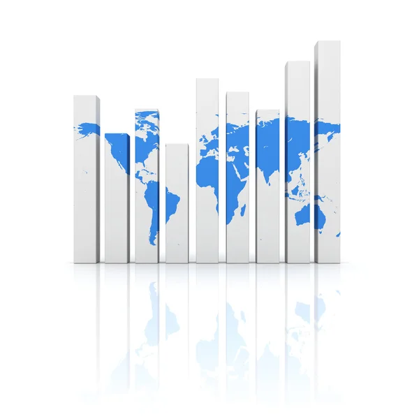 Business diagram diagram med blå världskarta — Stockfoto