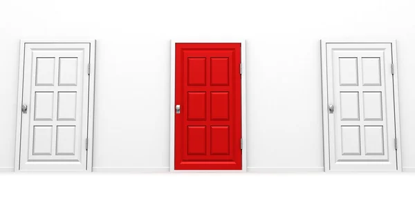 Σωστή επιλογή κόκκινο και λευκό πόρτα επιτυχία έννοια — Φωτογραφία Αρχείου