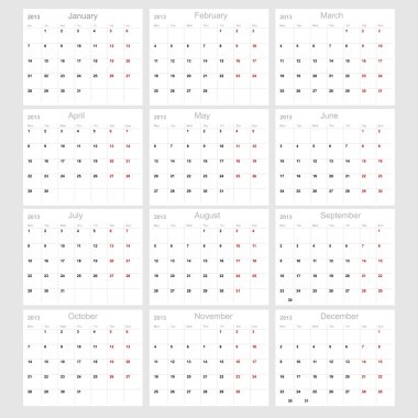 Vector calendar 2013 clipart