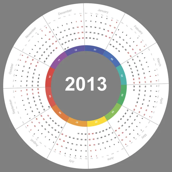 Calendario vectorial 2013 ronda — Vector de stock